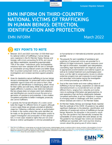 Third‑Country National Victims of Trafficking in Human Beings: Detection, Identification and Protection (inform)