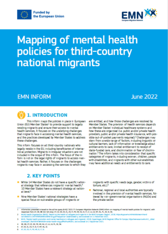 New inform on Mapping of mental health policies for third-country national migrants